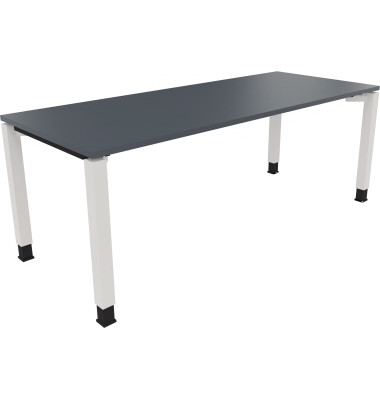 Schreibtisch All in One, manuell höhenverstellbar, 68-82cm (H), 200x80cm (BxT), rechteckig, lavagrau / weiß