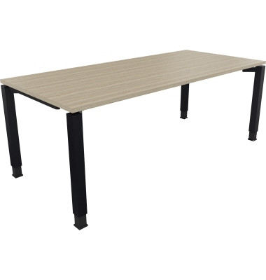 Schreibtisch All in One, manuell h&ouml;henverstellbar, 68-82cm (H), 200x90cm (BxT), rechteckig, eiche natur / anthrazit metallic