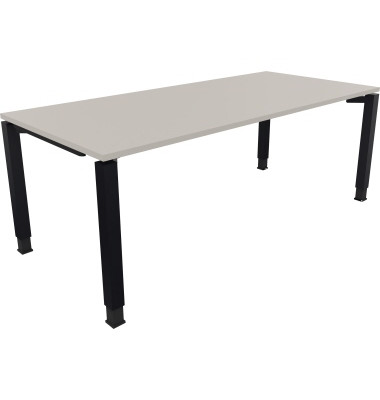 Schreibtisch All in One, manuell h&ouml;henverstellbar, 68-82cm (H), 200x90cm (BxT), rechteckig, lichtgrau / anthrazit metallic