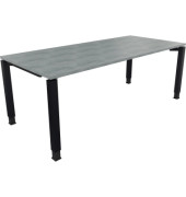 Schreibtisch All in One, manuell höhenverstellbar, 68-82cm (H), 200x90cm (BxT), rechteckig, beton hell / anthrazit metallic