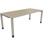 Schreibtisch All in One, manuell höhenverstellbar, 68-82cm (H), 200x90cm (BxT), rechteckig, eiche natur / silberaluminium