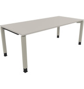 Schreibtisch All in One, manuell höhenverstellbar, 68-82cm (H), 200x90cm (BxT), rechteckig, lichtgrau / silberaluminium