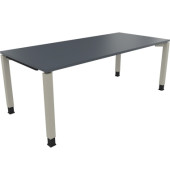 Schreibtisch All in One, manuell höhenverstellbar, 68-82cm (H), 200x90cm (BxT), rechteckig, lavagrau / silberaluminium