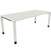 Schreibtisch All in One, manuell höhenverstellbar, 68-82cm (H), 200x90cm (BxT), rechteckig, weiß / weiß