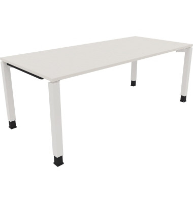Schreibtisch All in One, manuell höhenverstellbar, 68-82cm (H), 200x90cm (BxT), rechteckig, weiß / weiß