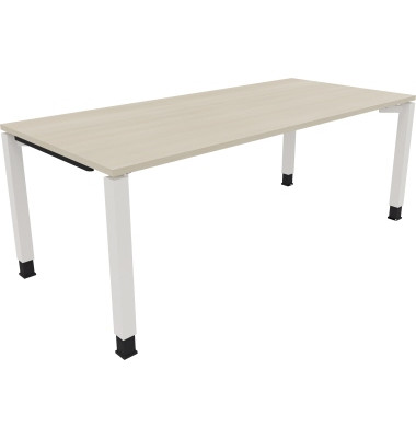 Schreibtisch All in One, manuell h&ouml;henverstellbar, 68-82cm (H), 200x90cm (BxT), rechteckig, akazie hell / wei&szlig;