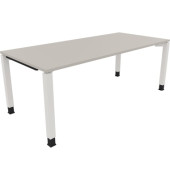 Schreibtisch All in One, manuell höhenverstellbar, 68-82cm (H), 200x90cm (BxT), rechteckig, lichtgrau / weiß