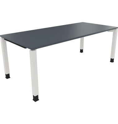 Schreibtisch All in One, manuell h&ouml;henverstellbar, 68-82cm (H), 200x90cm (BxT), rechteckig, lavagrau / wei&szlig;