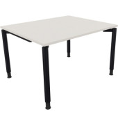 Schreibtisch All in One, manuell h&ouml;henverstellbar, 68-82cm (H), 120x100cm (BxT), rechteckig, wei&szlig; / anthrazit metallic