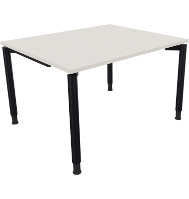 Schreibtisch All in One, manuell h&ouml;henverstellbar, 68-82cm (H), 120x100cm (BxT), rechteckig, wei&szlig; / anthrazit metallic