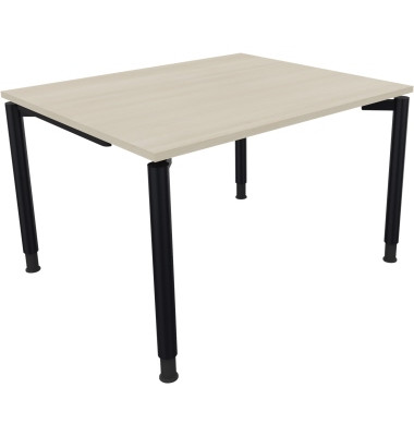 Schreibtisch All in One, manuell h&ouml;henverstellbar, 68-82cm (H), 120x100cm (BxT), rechteckig, akazie hell / anthrazit metallic