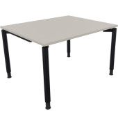Schreibtisch All in One, manuell höhenverstellbar, 68-82cm (H), 120x100cm (BxT), rechteckig, lichtgrau / anthrazit metallic