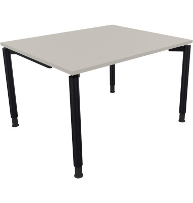 Schreibtisch All in One, manuell höhenverstellbar, 68-82cm (H), 120x100cm (BxT), rechteckig, lichtgrau / anthrazit metallic