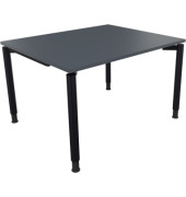 Schreibtisch All in One, manuell höhenverstellbar, 68-82cm (H), 120x100cm (BxT), rechteckig, lavagrau / anthrazit metallic