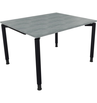 Schreibtisch All in One, manuell h&ouml;henverstellbar, 68-82cm (H), 120x100cm (BxT), rechteckig, beton hell / anthrazit metallic