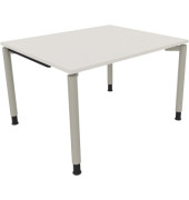 Schreibtisch All in One, manuell höhenverstellbar, 68-82cm (H), 120x100cm (BxT), rechteckig, weiß / silberaluminium