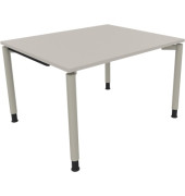 Schreibtisch All in One, manuell höhenverstellbar, 68-82cm (H), 120x100cm (BxT), rechteckig, lichtgrau / silberaluminium