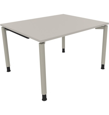 Schreibtisch All in One, manuell h&ouml;henverstellbar, 68-82cm (H), 120x100cm (BxT), rechteckig, lichtgrau / silberaluminium