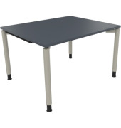 Schreibtisch All in One, manuell höhenverstellbar, 68-82cm (H), 120x100cm (BxT), rechteckig, lavagrau / silberaluminium