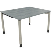 Schreibtisch All in One, manuell h&ouml;henverstellbar, 68-82cm (H), 120x100cm (BxT), rechteckig, beton hell / silberaluminium