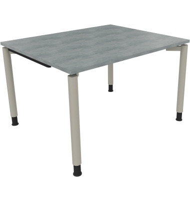 Schreibtisch All in One, manuell h&ouml;henverstellbar, 68-82cm (H), 120x100cm (BxT), rechteckig, beton hell / silberaluminium