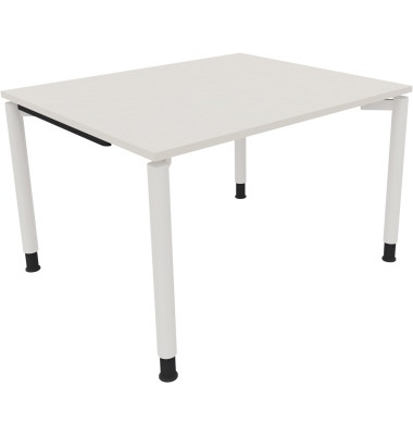 Schreibtisch All in One, manuell höhenverstellbar, 68-82cm (H), 120x100cm (BxT), rechteckig, weiß / weiß
