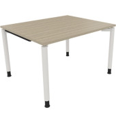Schreibtisch All in One, manuell höhenverstellbar, 68-82cm (H), 120x100cm (BxT), rechteckig, eiche natur / weiß