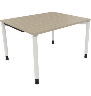 Schreibtisch All in One, manuell höhenverstellbar, 68-82cm (H), 120x100cm (BxT), rechteckig, eiche natur / weiß