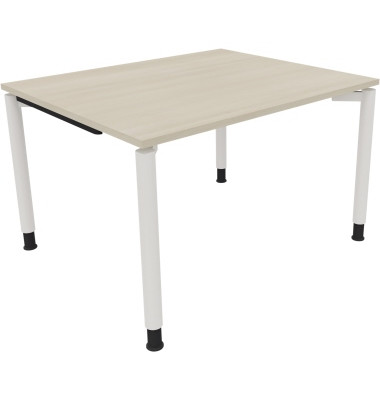 Schreibtisch All in One, manuell h&ouml;henverstellbar, 68-82cm (H), 120x100cm (BxT), rechteckig, akazie hell / wei&szlig;