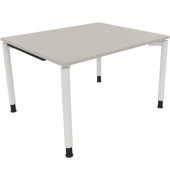 Schreibtisch All in One, manuell höhenverstellbar, 68-82cm (H), 120x100cm (BxT), rechteckig, lichtgrau / weiß