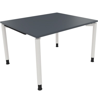 Schreibtisch All in One, manuell h&ouml;henverstellbar, 68-82cm (H), 120x100cm (BxT), rechteckig, lavagrau / wei&szlig;