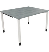 Schreibtisch All in One, manuell höhenverstellbar, 68-82cm (H), 120x100cm (BxT), rechteckig, beton hell / weiß