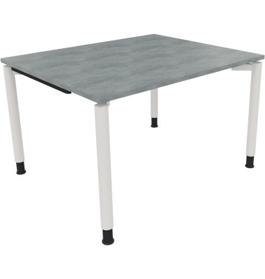 Schreibtisch All in One, manuell h&ouml;henverstellbar, 68-82cm (H), 120x100cm (BxT), rechteckig, beton hell / wei&szlig;