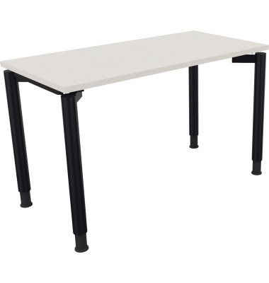 Schreibtisch All in One, manuell höhenverstellbar, 68-82cm (H), 120x60cm (BxT), rechteckig, weiß / anthrazit metallic