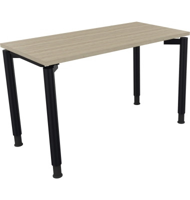 Schreibtisch All in One, manuell höhenverstellbar, 68-82cm (H), 120x60cm (BxT), rechteckig, eiche natur / anthrazit metallic