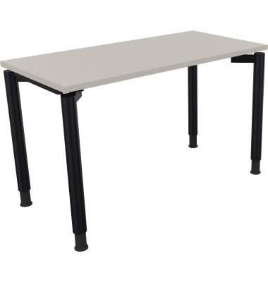Schreibtisch All in One, manuell h&ouml;henverstellbar, 68-82cm (H), 120x60cm (BxT), rechteckig, lichtgrau / anthrazit metallic