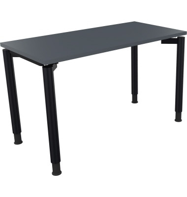 Schreibtisch All in One, manuell höhenverstellbar, 68-82cm (H), 120x60cm (BxT), rechteckig, lavagrau / anthrazit metallic