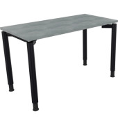 Schreibtisch All in One, manuell höhenverstellbar, 68-82cm (H), 120x60cm (BxT), rechteckig, beton hell / anthrazit metallic