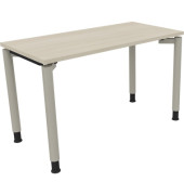 Schreibtisch All in One, manuell höhenverstellbar, 68-82cm (H), 120x60cm (BxT), rechteckig, akazie hell / silberaluminium