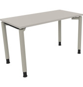 Schreibtisch All in One, manuell höhenverstellbar, 68-82cm (H), 120x60cm (BxT), rechteckig, lichtgrau / silberaluminium
