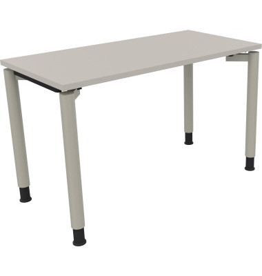 Schreibtisch All in One, manuell h&ouml;henverstellbar, 68-82cm (H), 120x60cm (BxT), rechteckig, lichtgrau / silberaluminium