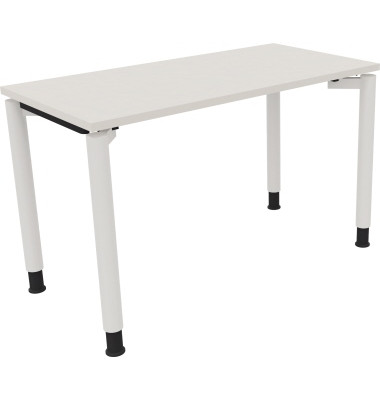 Schreibtisch All in One, manuell h&ouml;henverstellbar, 68-82cm (H), 120x60cm (BxT), rechteckig, wei&szlig; / wei&szlig;