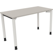 Schreibtisch All in One, manuell höhenverstellbar, 68-82cm (H), 120x60cm (BxT), rechteckig, lichtgrau / weiß
