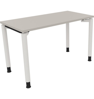 Schreibtisch All in One, manuell höhenverstellbar, 68-82cm (H), 120x60cm (BxT), rechteckig, lichtgrau / weiß