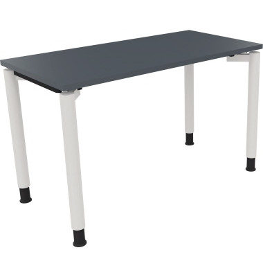 Schreibtisch All in One, manuell höhenverstellbar, 68-82cm (H), 120x60cm (BxT), rechteckig, lavagrau / weiß