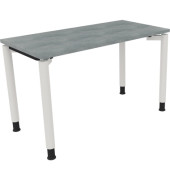 Schreibtisch All in One, manuell höhenverstellbar, 68-82cm (H), 120x60cm (BxT), rechteckig, beton hell / weiß