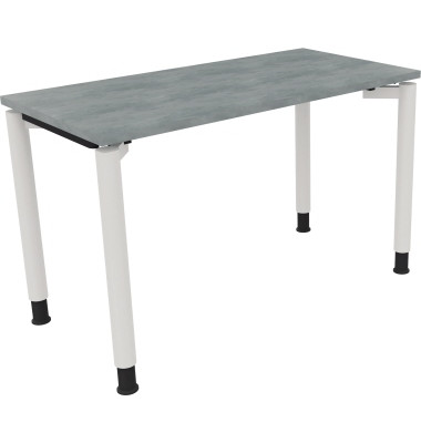 Schreibtisch All in One, manuell höhenverstellbar, 68-82cm (H), 120x60cm (BxT), rechteckig, beton hell / weiß
