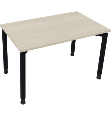 Schreibtisch All in One, manuell höhenverstellbar, 68-82cm (H), 120x70cm (BxT), rechteckig, akazie hell / anthrazit metallic