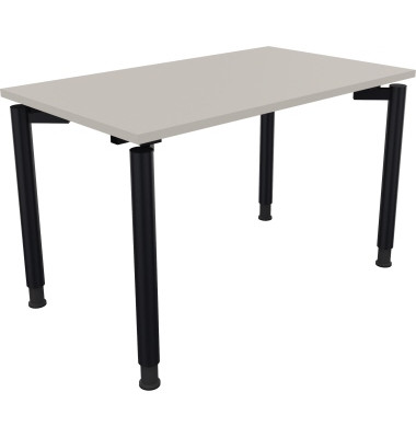 Schreibtisch All in One, manuell höhenverstellbar, 68-82cm (H), 120x70cm (BxT), rechteckig, lichtgrau / anthrazit metallic