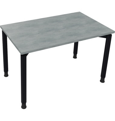 Schreibtisch All in One, manuell h&ouml;henverstellbar, 68-82cm (H), 120x70cm (BxT), rechteckig, beton hell / anthrazit metallic